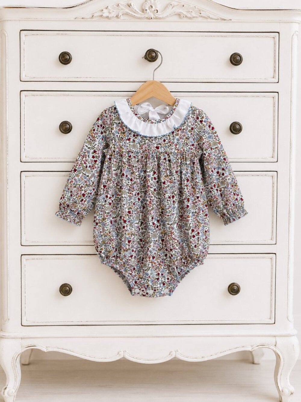 NWT Edgehill Collection Girls Floral Bubble Romper Sz 3M Ruffle Collar